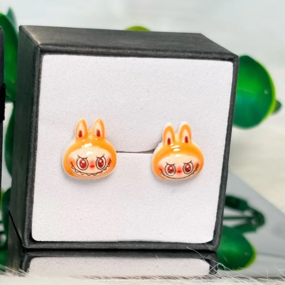 Cute Orange Monster Character‎ Stud Earrings